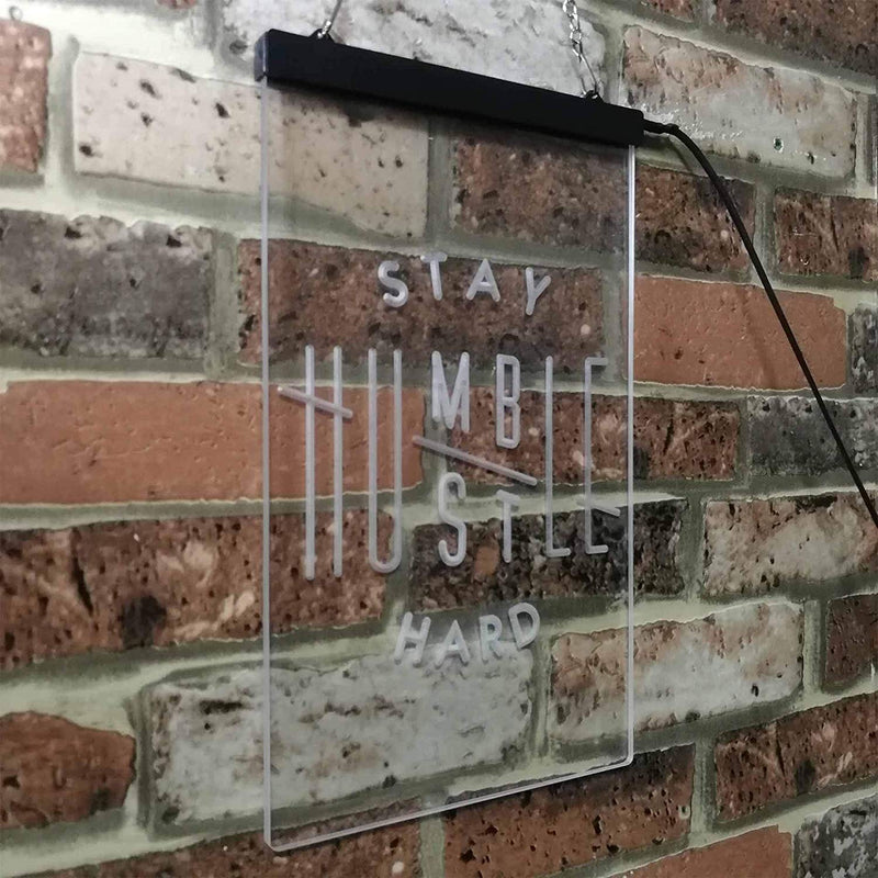 Motivational Quote Stay Humble Hustle Hard LED Light Sign - LED Gift Works