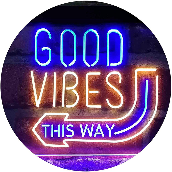 Good Vibes Arrow Left This Way LED Light Sign - Way Up Gifts