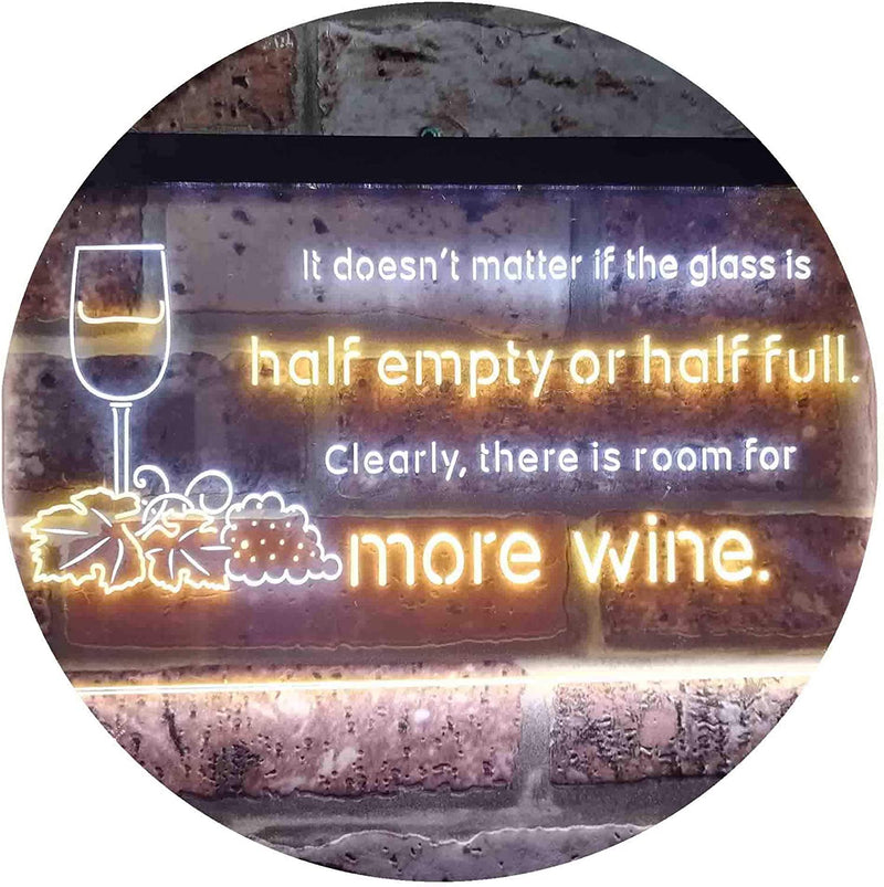Funny Alcohol Quote Drinking Half Empty Full Wine Bar LED Light Sign - LED Gift Works