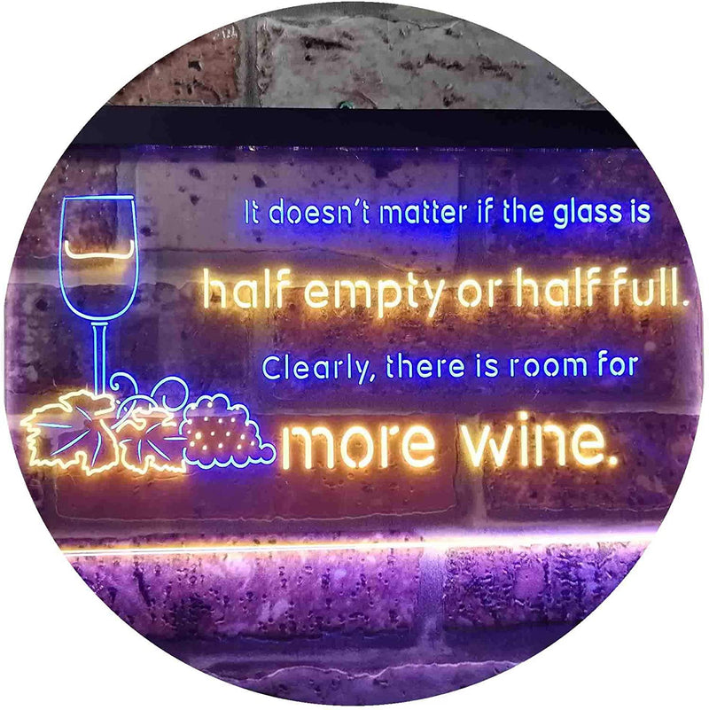 Funny Alcohol Quote Drinking Half Empty Full Wine Bar LED Light Sign - LED Gift Works
