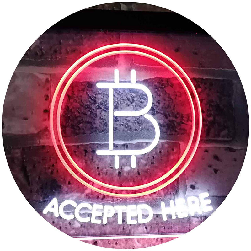 Bitcoin Accepted Here LED Light Sign - LED Gift Works