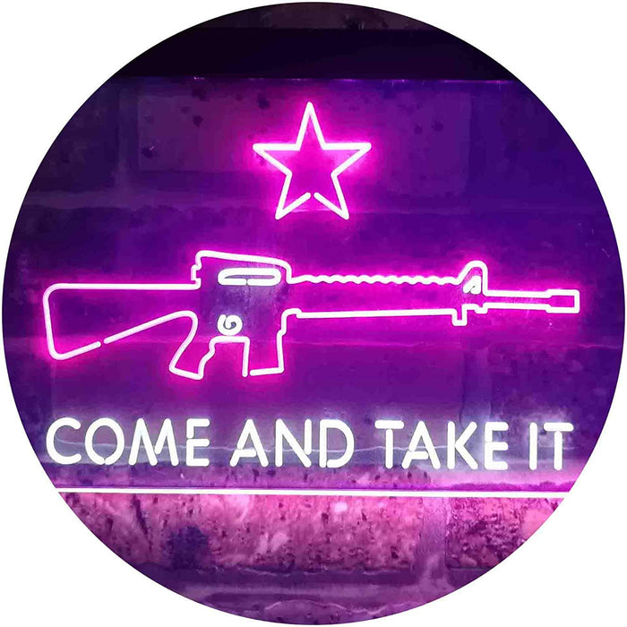 Come and Take It Gun Star Military Army LED Light Sign - Way Up Gifts
