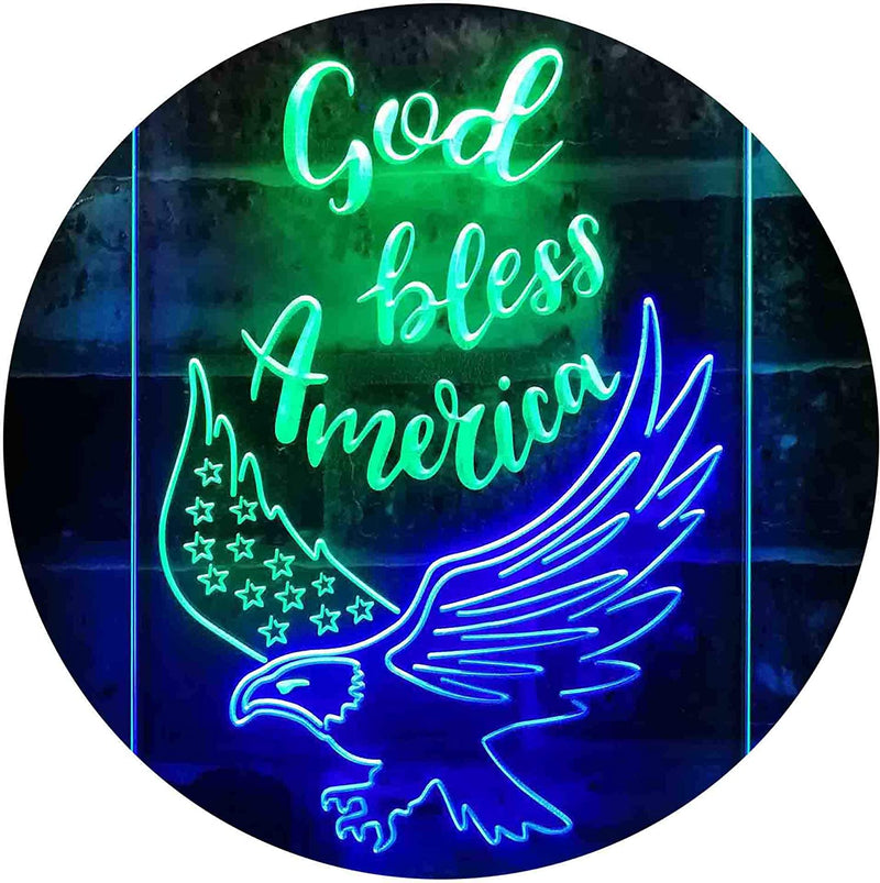 God Bless America Eagle LED Light Sign - LED Gift Works