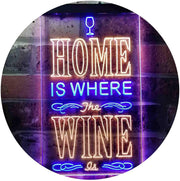 Home is Where The Wine is Humor Quote LED Light Sign - LED Gift Works