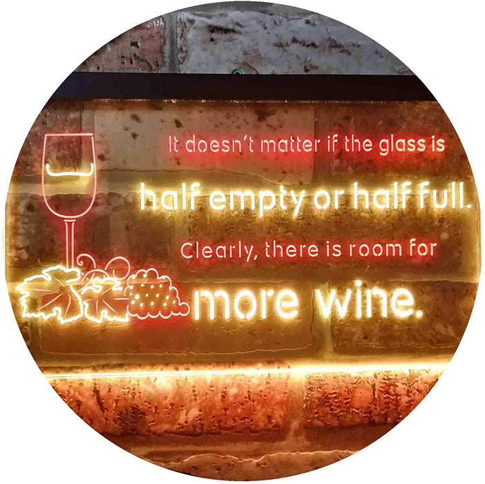 Funny Alcohol Quote Drinking Half Empty Full Wine Bar LED Light Sign - Way Up Gifts