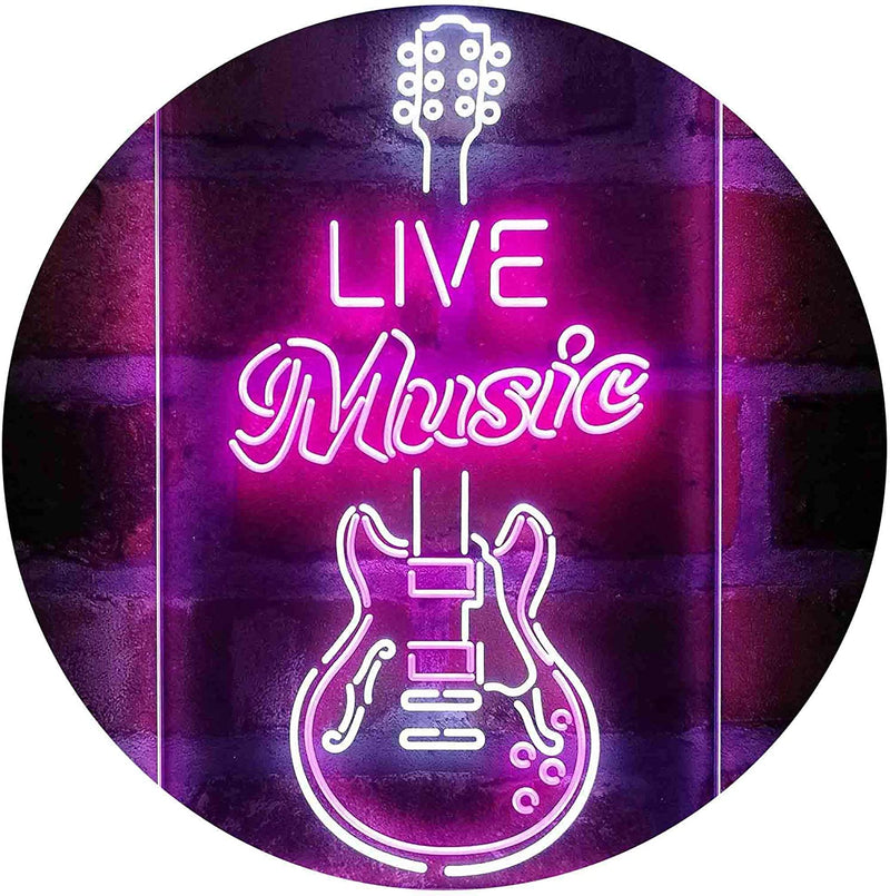 Live Music Electronic Guitar Lounge LED Light Sign - LED Gift Works