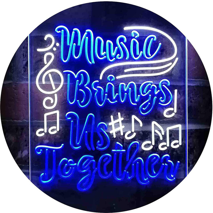 Musician Gift Music Brings Us Together Quote LED Light Sign - Way Up Gifts