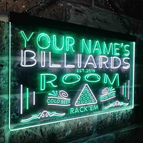 Personalized Pool Billiards Room LED Light Sign - Way Up Gifts