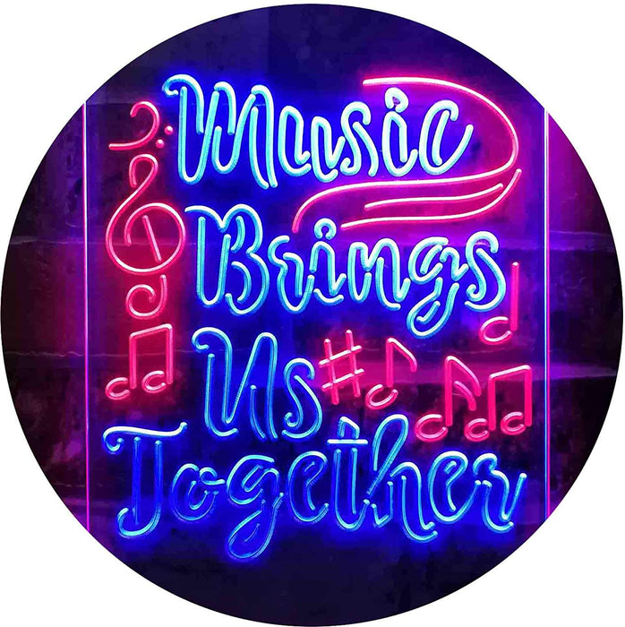 Musician Gift Music Brings Us Together Quote LED Light Sign - Way Up Gifts