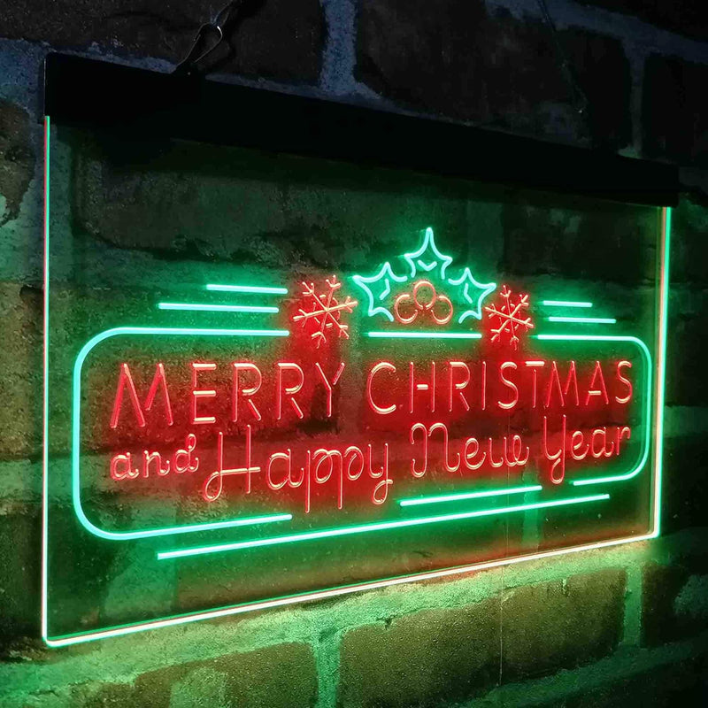 Merry Christmas & Happy New Year Dual Color LED Light Sign - LED Gift Works
