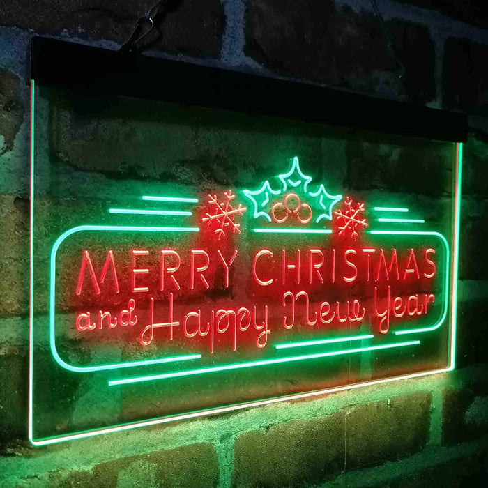 Merry Christmas & Happy New Year Dual Color LED Light Sign - Way Up Gifts