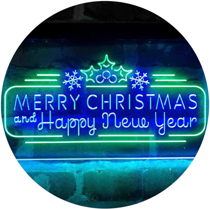 Merry Christmas & Happy New Year Dual Color LED Light Sign - Way Up Gifts