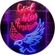 God Bless America Eagle LED Light Sign - LED Gift Works