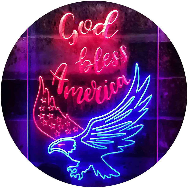 God Bless America Eagle LED Light Sign - LED Gift Works