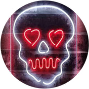 Skull Head Heart Eyes LED Light Sign - LED Gift Works