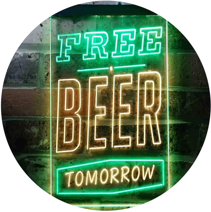 Free Beer Tomorrow LED Light Sign - LED Gift Works