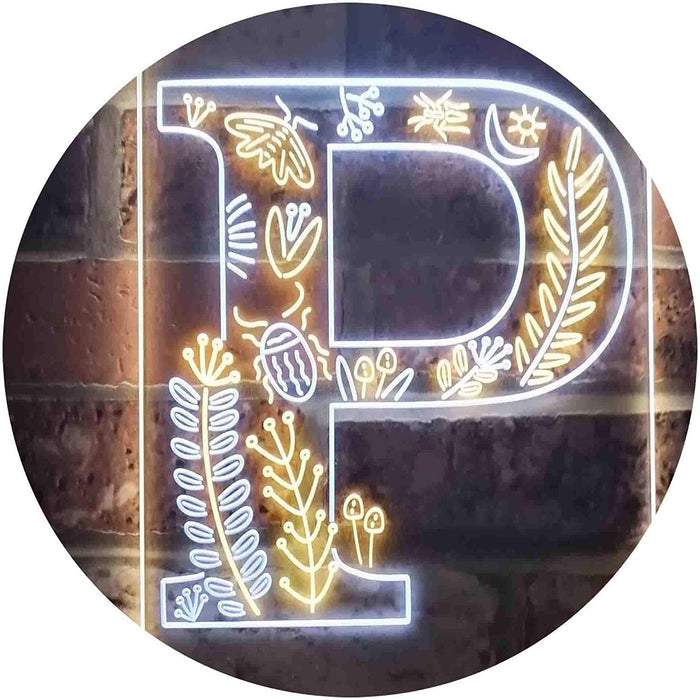 Family Name Letter P Monogram Initial LED Light Sign - Way Up Gifts