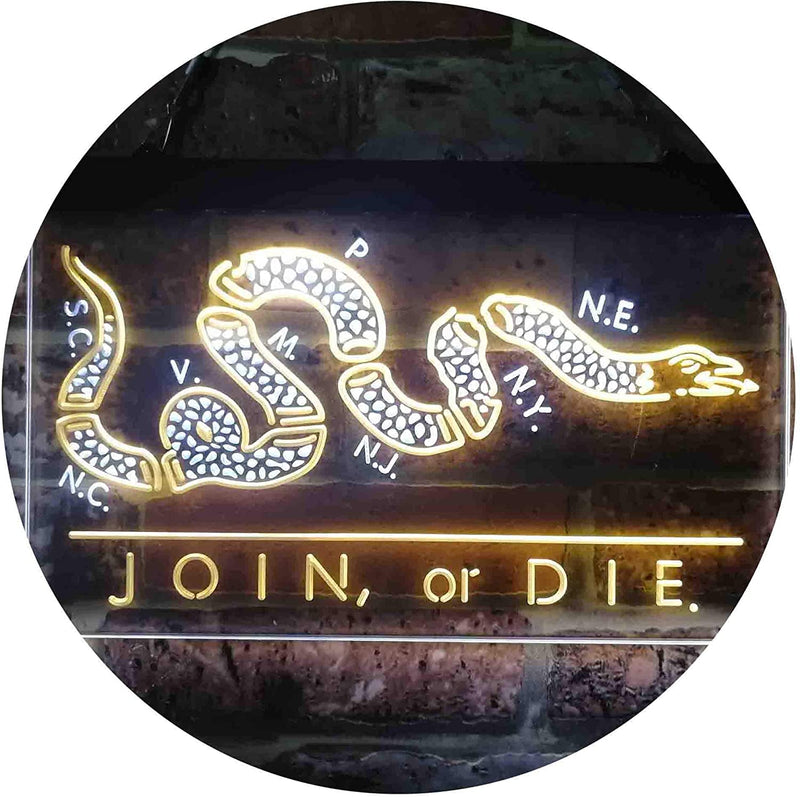Join Or Die Flag Snake Military Army LED Light Sign - LED Gift Works