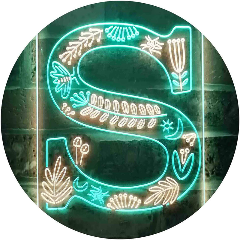 Family Name Letter S Monogram Initial LED Light Sign - LED Gift Works