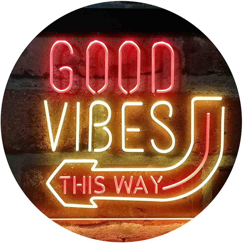 Good Vibes Arrow Left This Way LED Light Sign - LED Gift Works
