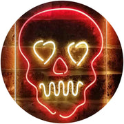 Skull Head Heart Eyes LED Light Sign - LED Gift Works