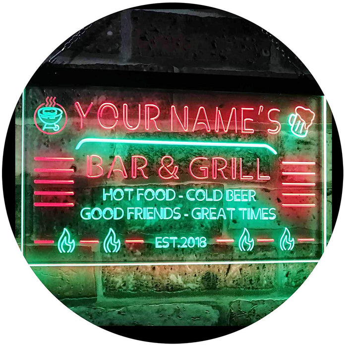 Personalized Restaurant Bar & Grill LED Light Sign - Way Up Gifts