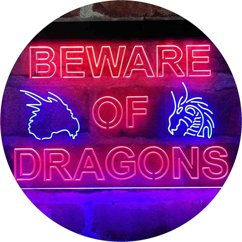 Beware of Dragon Kid Room Decoration LED Light Sign - LED Gift Works