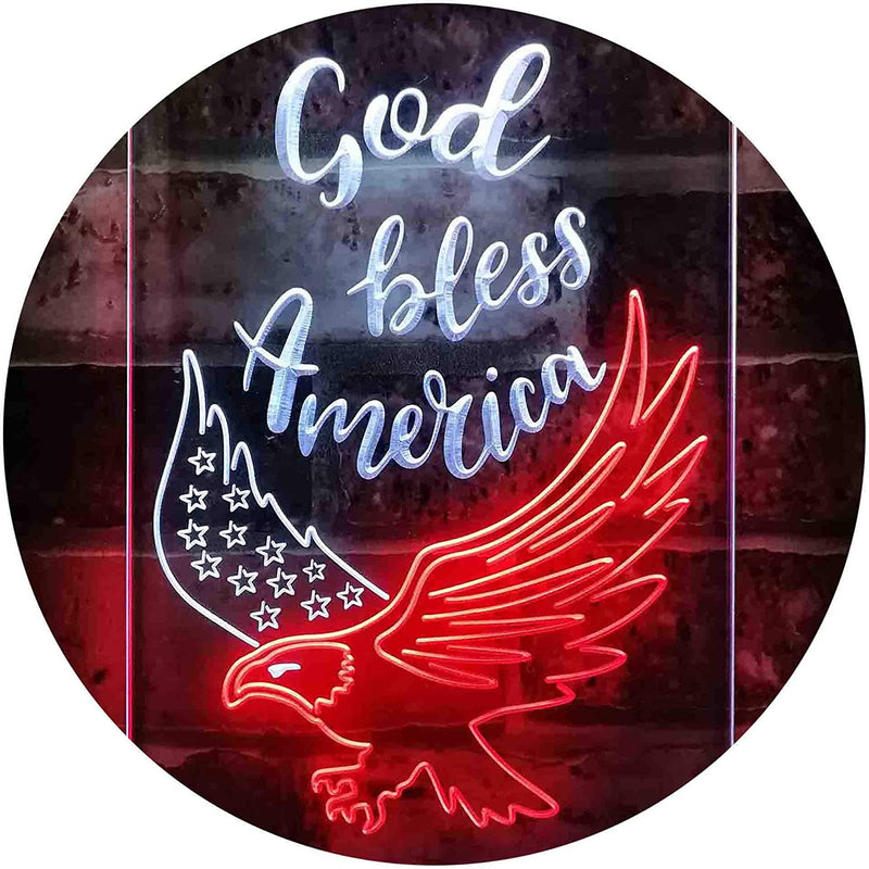 God Bless America Eagle LED Light Sign - LED Gift Works
