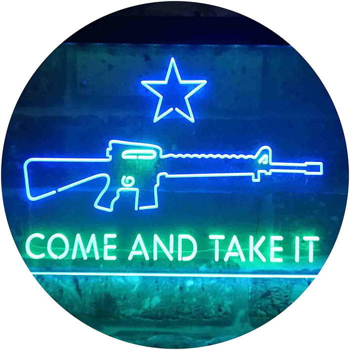 Come and Take It Gun Star Military Army LED Light Sign - Way Up Gifts