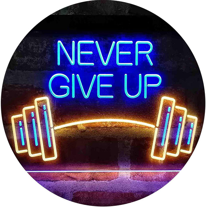 Never Give Up Weight Train Fitness Gym LED Light Sign - Way Up Gifts