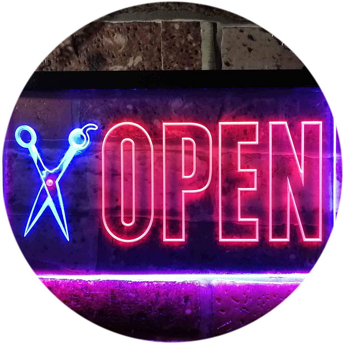 Barber Scissors Hair Cuts Open LED Light Sign - Way Up Gifts