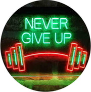Never Give Up Weight Train Fitness Gym LED Light Sign - LED Gift Works
