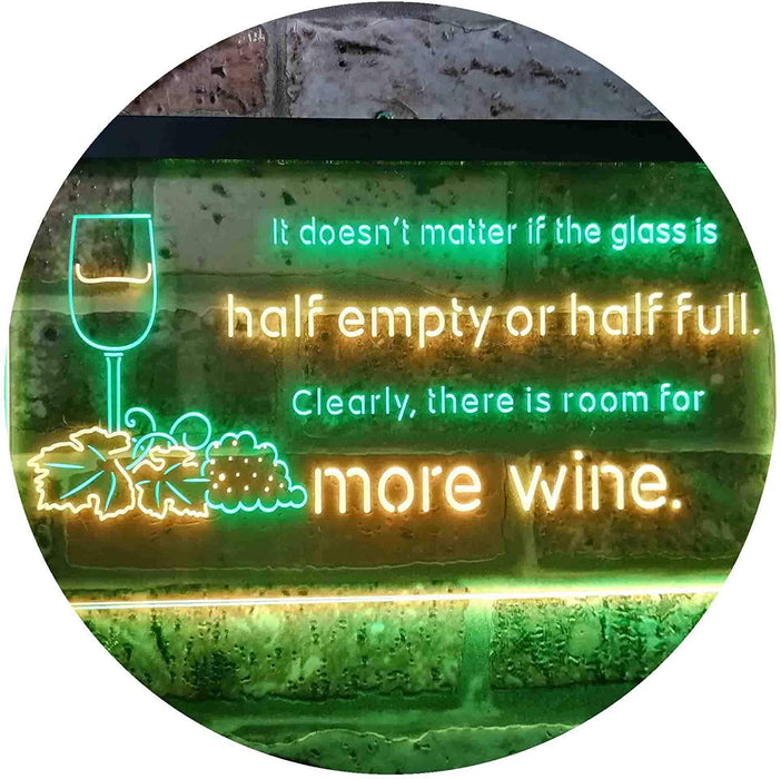 Funny Alcohol Quote Drinking Half Empty Full Wine Bar LED Light Sign - Way Up Gifts