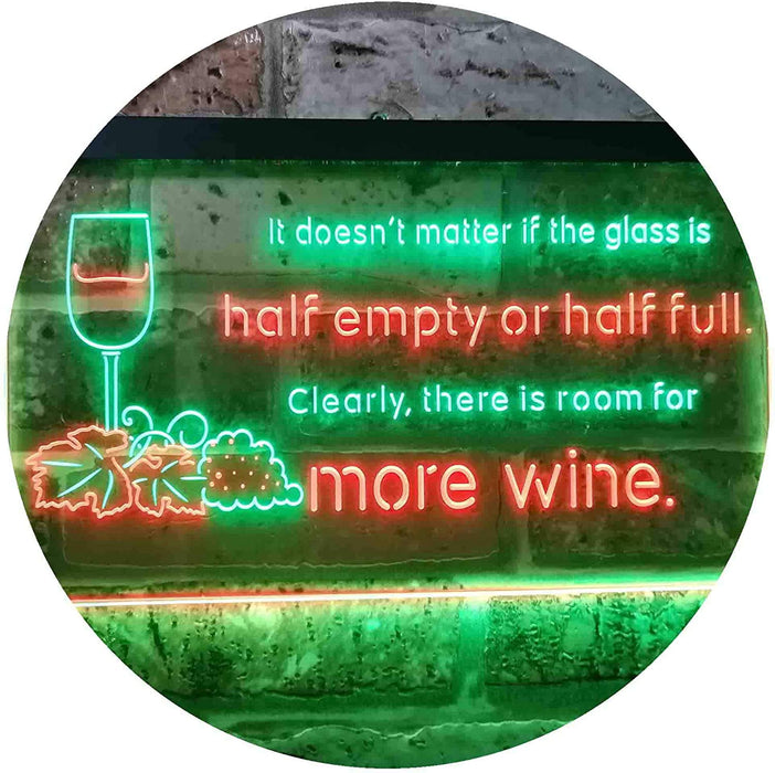 Funny Alcohol Quote Drinking Half Empty Full Wine Bar LED Light Sign - Way Up Gifts