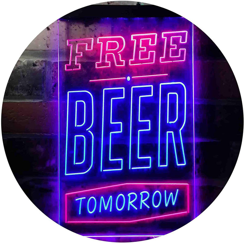 Free Beer Tomorrow LED Light Sign - LED Gift Works
