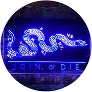 Join Or Die Flag Snake Military Army LED Light Sign - LED Gift Works