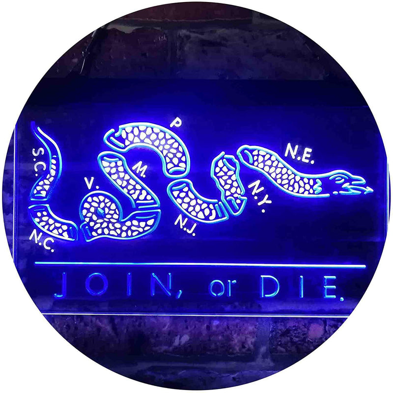 Join Or Die Flag Snake Military Army LED Light Sign - LED Gift Works