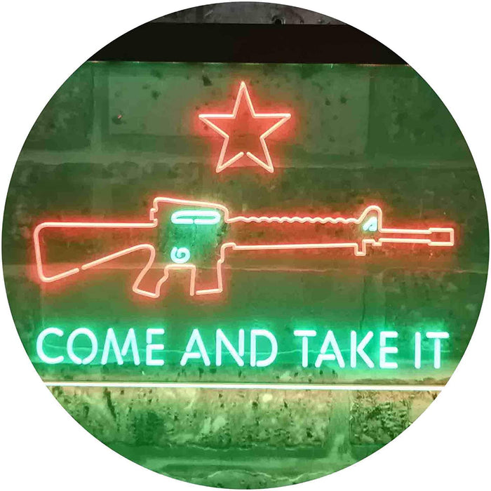 Come and Take It Gun Star Military Army LED Light Sign - Way Up Gifts