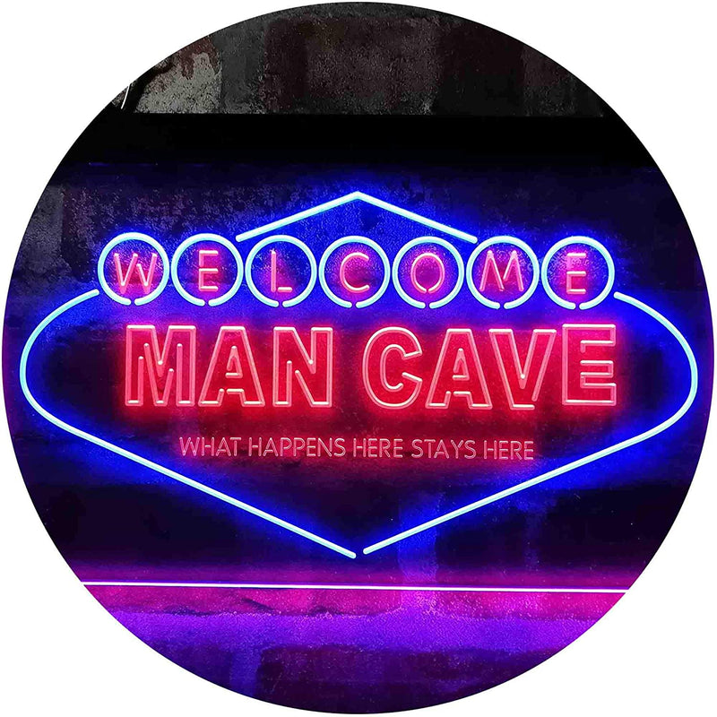 Man Cave Welcome What Happens Here Stays Here LED Light Sign - LED Gift Works