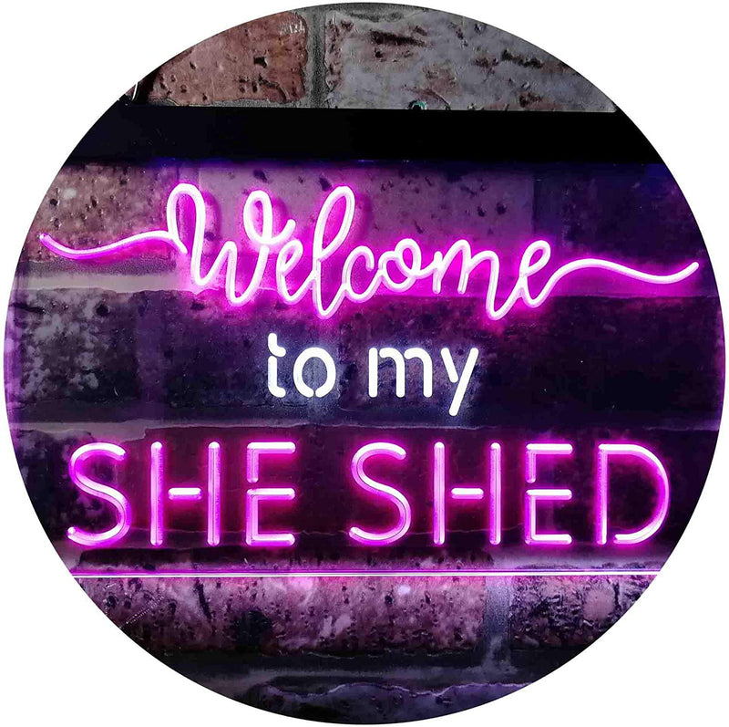 Welcome to My She Shed Woman Cave LED Light Sign - LED Gift Works