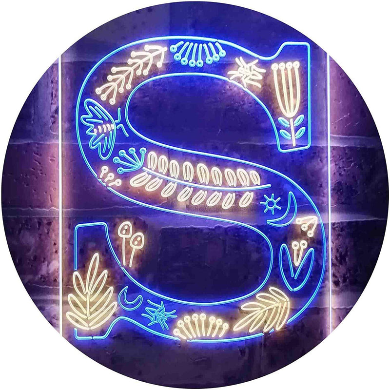 Family Name Letter S Monogram Initial LED Light Sign - LED Gift Works