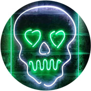 Skull Head Heart Eyes LED Light Sign - LED Gift Works