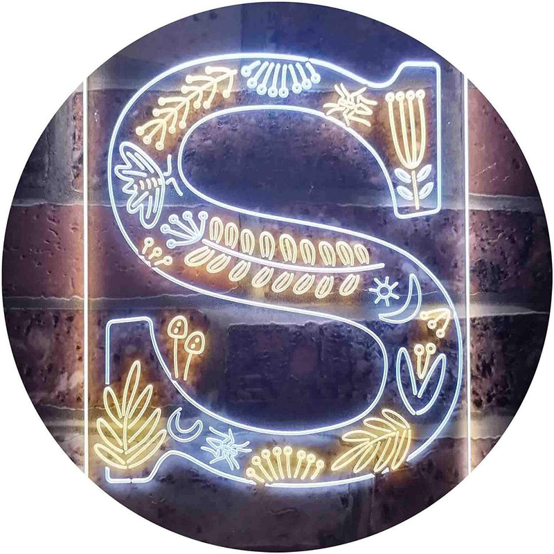 Family Name Letter S Monogram Initial LED Light Sign - LED Gift Works