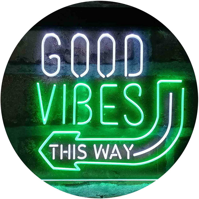 Good Vibes Arrow Left This Way LED Light Sign - Way Up Gifts