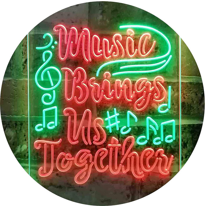 Musician Gift Music Brings Us Together Quote LED Light Sign - Way Up Gifts