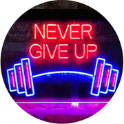 Never Give Up Weight Train Fitness Gym LED Light Sign - LED Gift Works