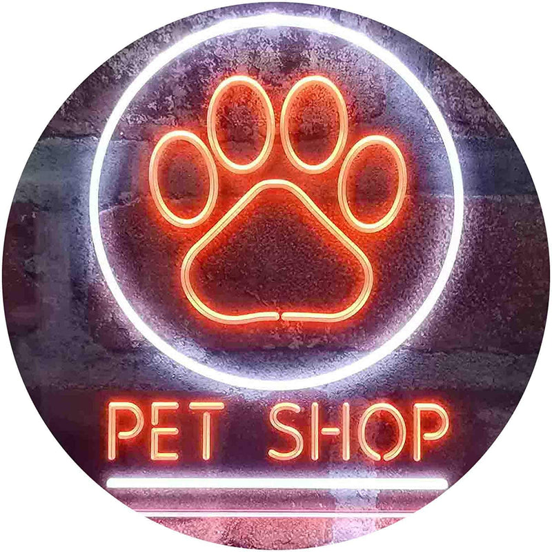 Paw Print Pet Shop LED Light Sign - LED Gift Works