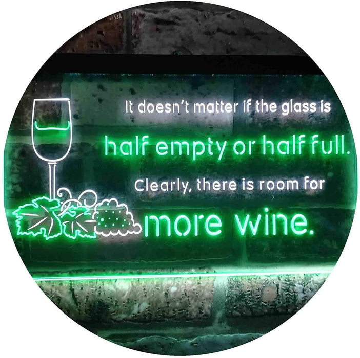 Funny Alcohol Quote Drinking Half Empty Full Wine Bar LED Light Sign - Way Up Gifts