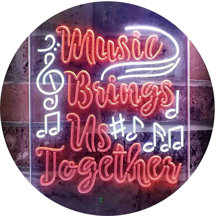 Musician Gift Music Brings Us Together Quote LED Light Sign - Way Up Gifts