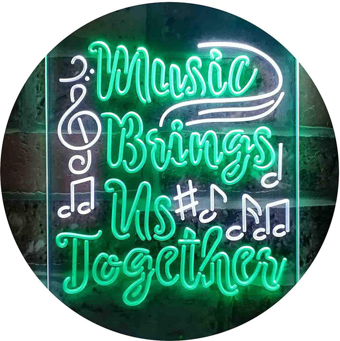 Musician Gift Music Brings Us Together Quote LED Light Sign - Way Up Gifts